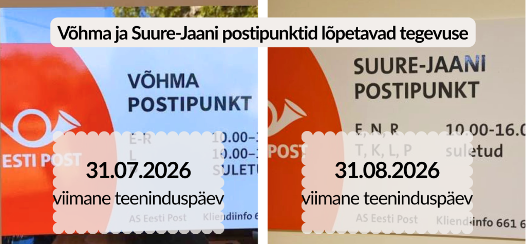 Omniva sulgeb Võhma ja Suure-Jaani postipunktid