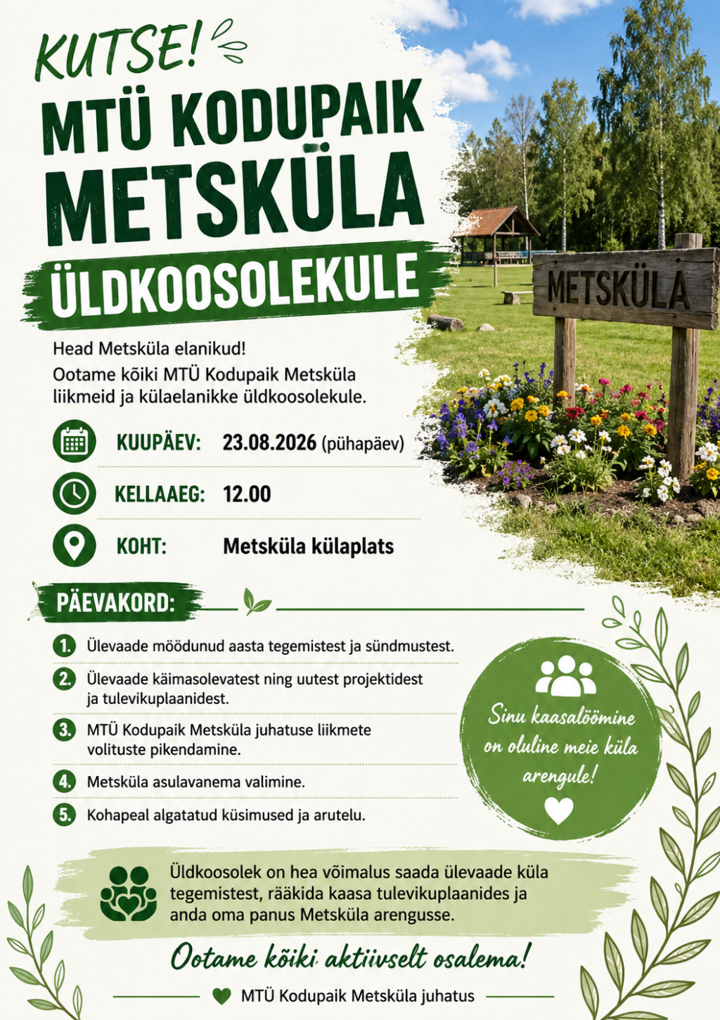 MTÜ Kodupaik Metsküla üldkoosolek 